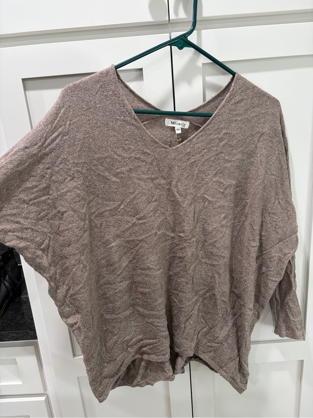 Miracle Women's V-Neck Relaxed Knit Top - Taupe
